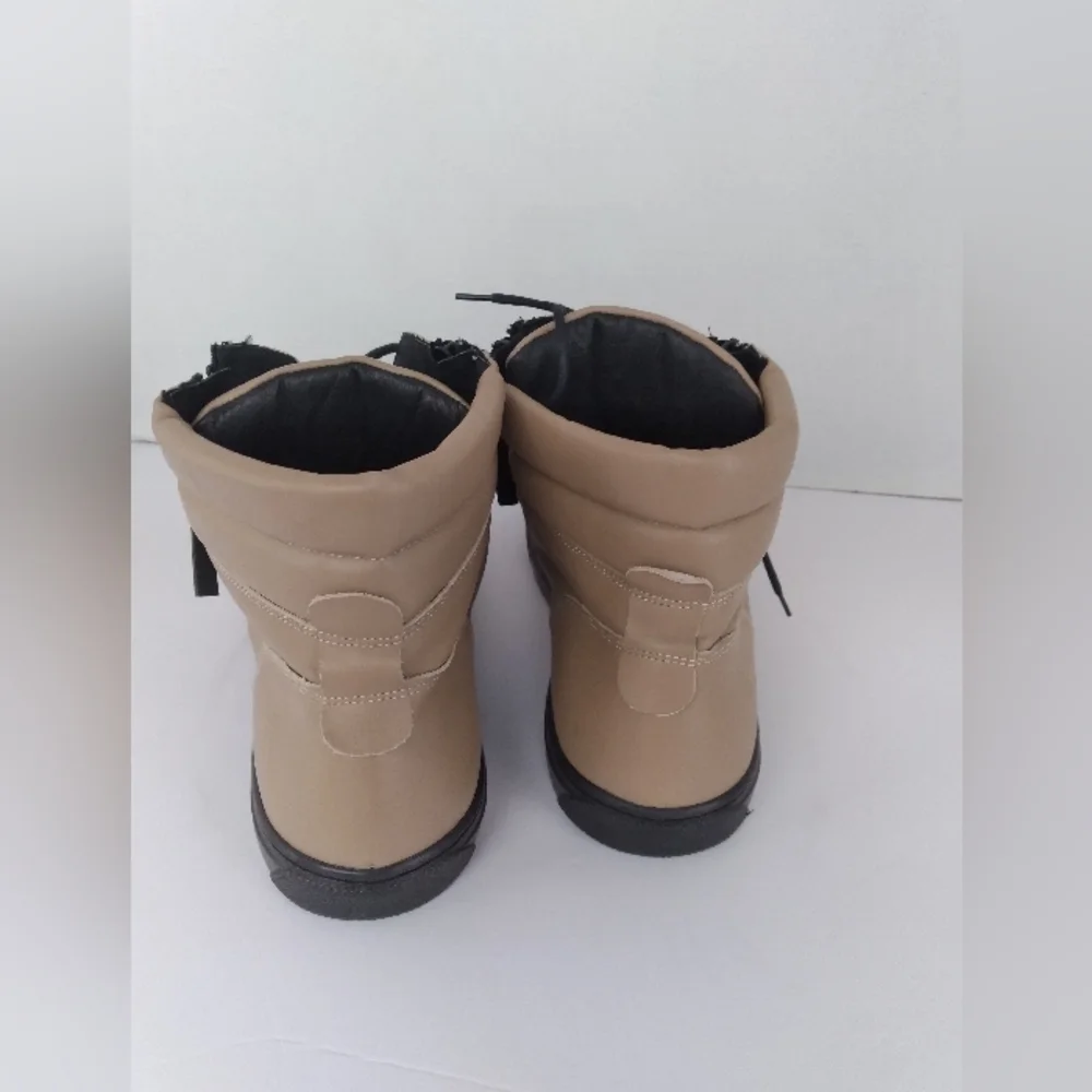 Modern High-Top Sneakers with Side Zippers Beige Leather Urban Casual‎ Shoes